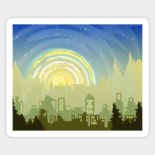 City colorful landscape Sticker